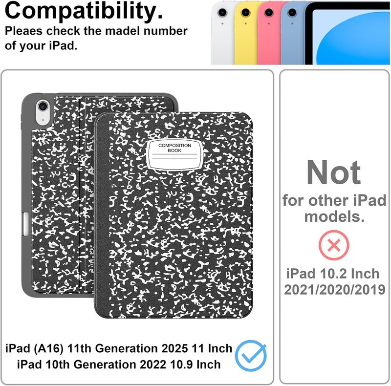 Supveco Case for iPad (A16) 11th Generation 11 inch (2025),iPad 10th Generation 10.9 inch (2022) with Pencil Holder-[Auto Wake/Sleep],Premium Folio Stand Case with Soft TPU Back Cover-New Book - Image 2